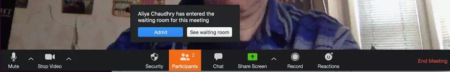 Virtual waiting room in Zoom app