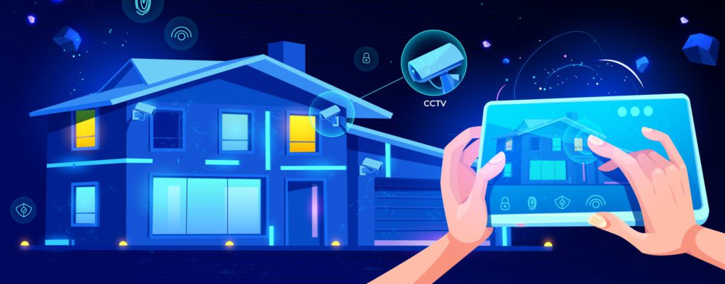 Smart house remote control cartoon vector concept