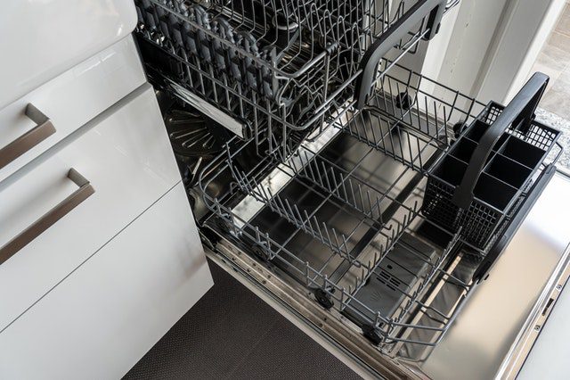 An open dishwasher.