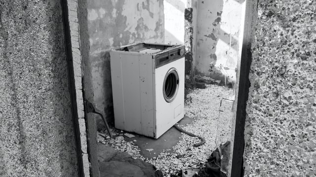 A broken washing machine