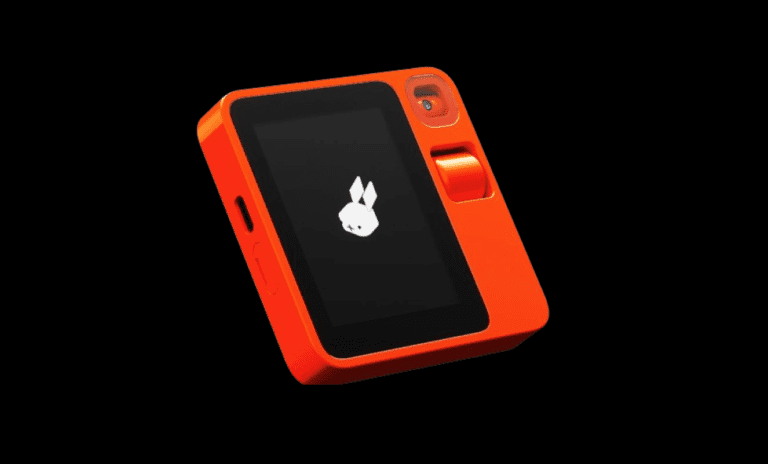 Introduces the Rabbit R1 AI-Powered Pocket Assistant featuring a 360-Degree Rotating Camera