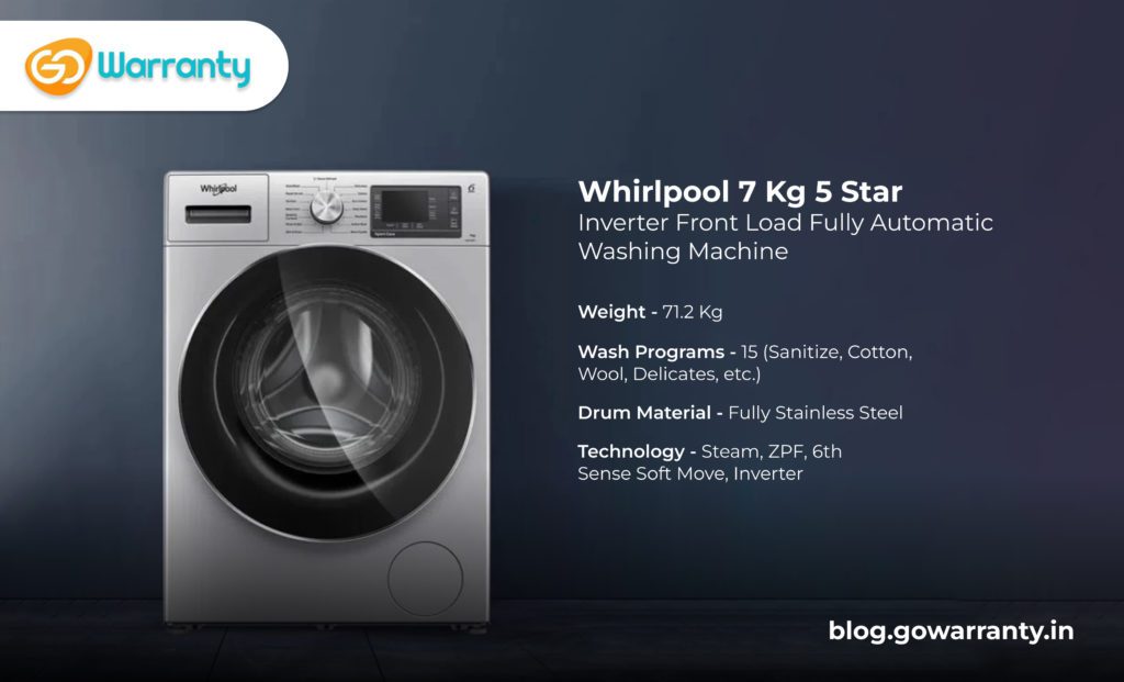 Whirlpool 7 Kg 5 Star Inverter Front Load Fully Automatic Washing Machine
